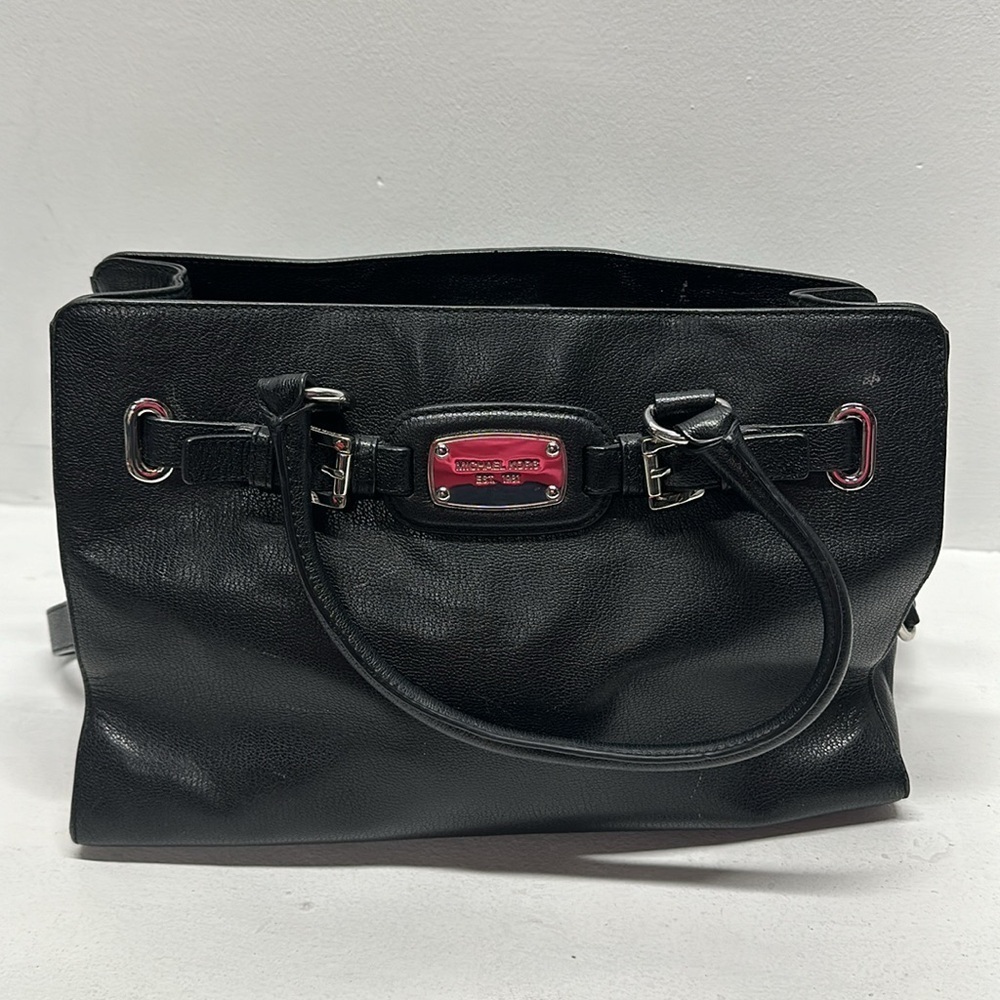 Michael Kors Hamilton East West Handbag Purse Crossbody Bag Leather Black Large - Picture 4 of 17